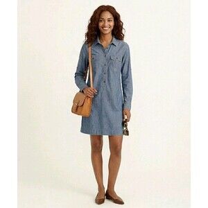 J. Crew Denim Chambray Shirtdress Women's Large Blue Long Sleeve Mini Dress L